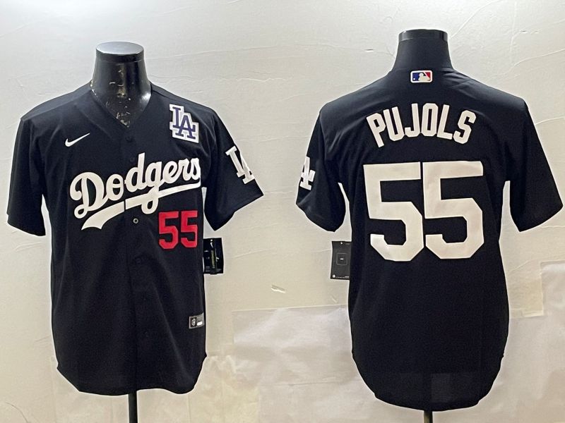 Men Los Angeles Dodgers 55 Pujols Black Game 2025 Nike MLB Jersey style 2264